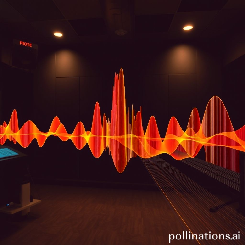 Ondas de sonido espectrales en un estudio de grabación representando psicofonías