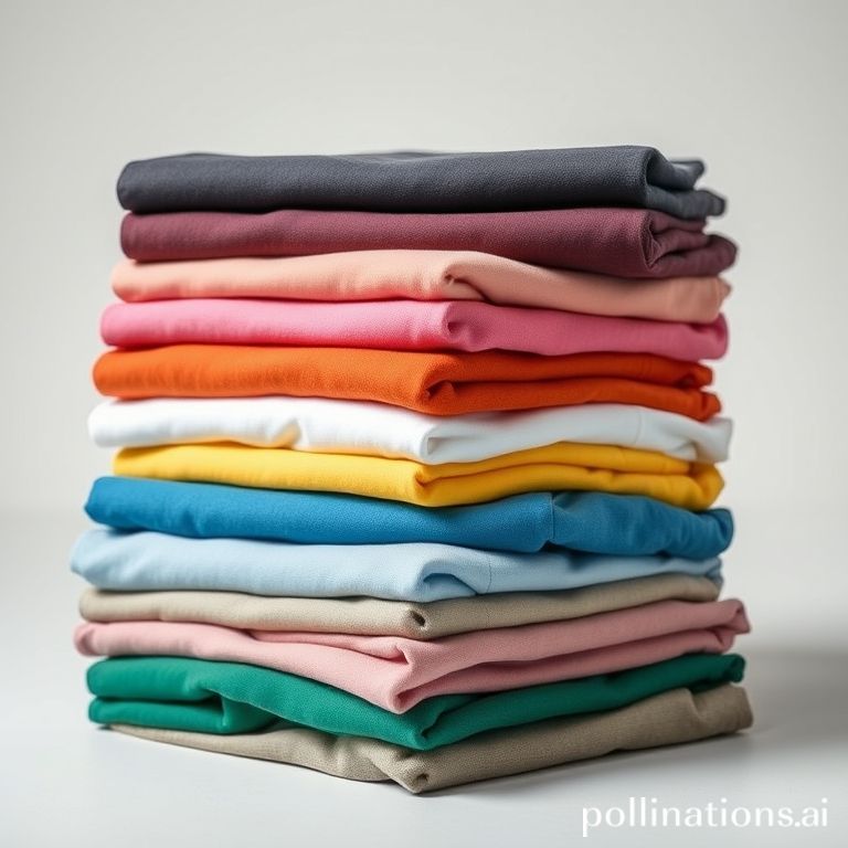 Tumpukan kaos custom aneka warna terlipat rapi