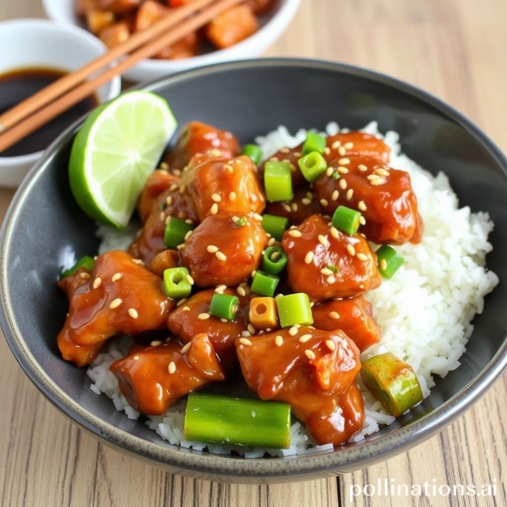 Delicious sticky sesame chicken