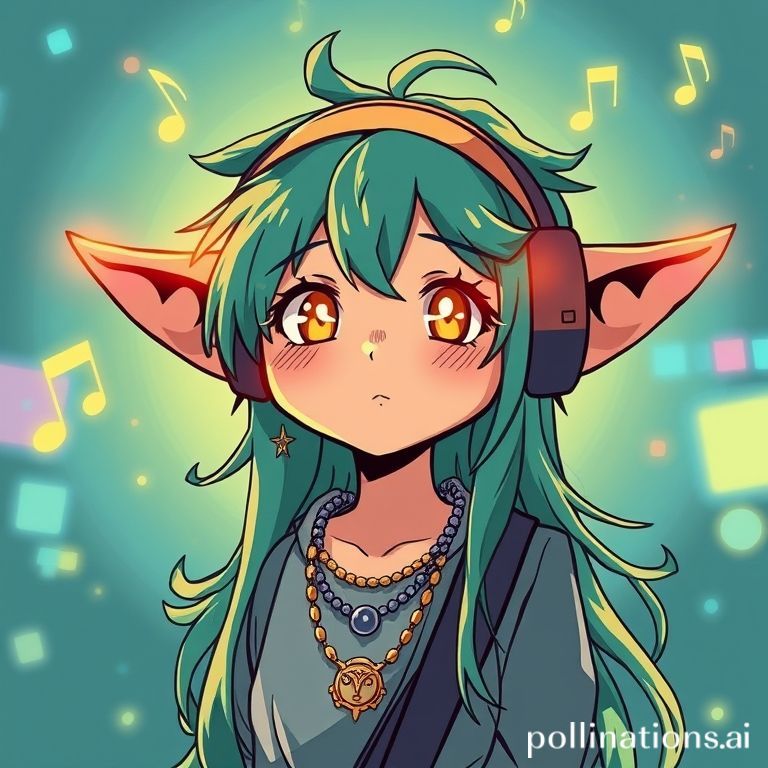 聴覚：耳が輝くキャラクター、音符・波形・歓声の音景