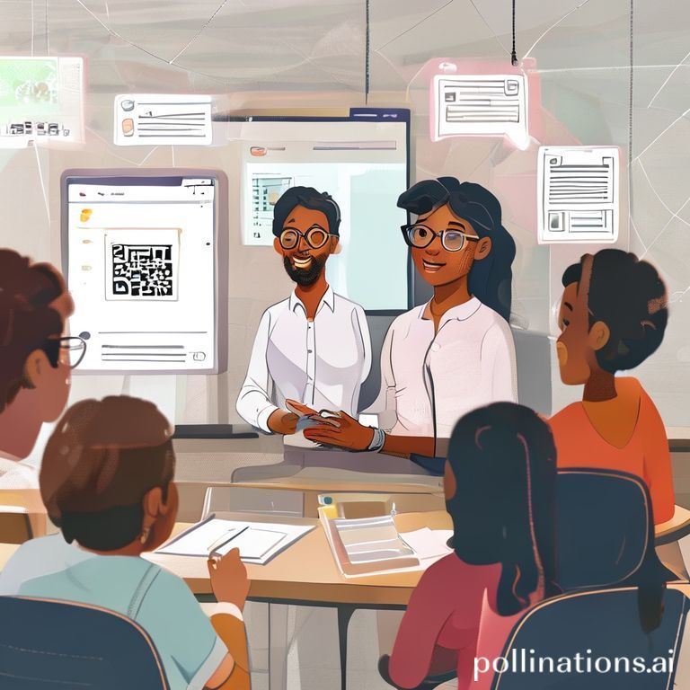Illustration of a teacher helping students through a course assistant