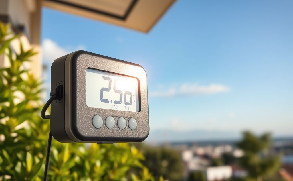 A thermometer displaying air temperature outdoors