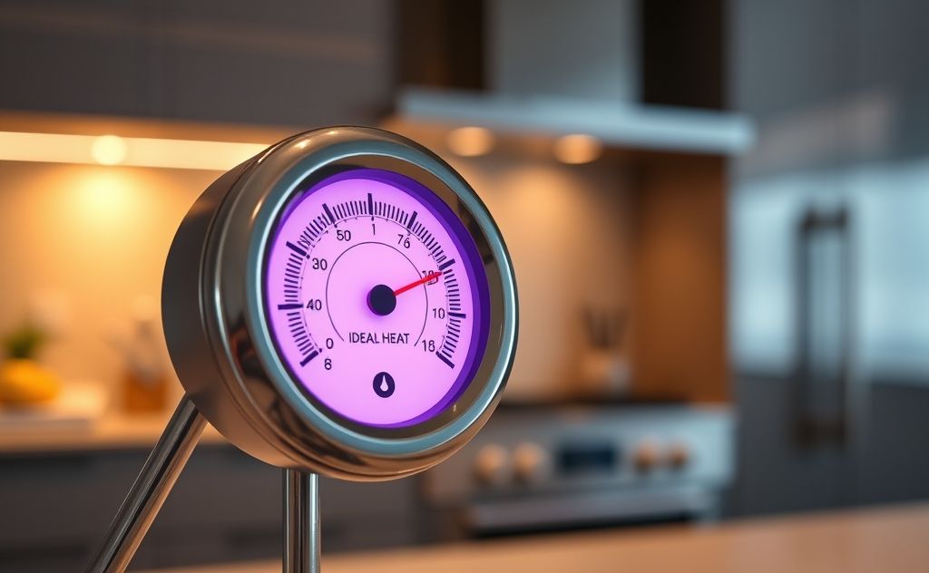 A thermometer displaying optimal heat temperature settings.
