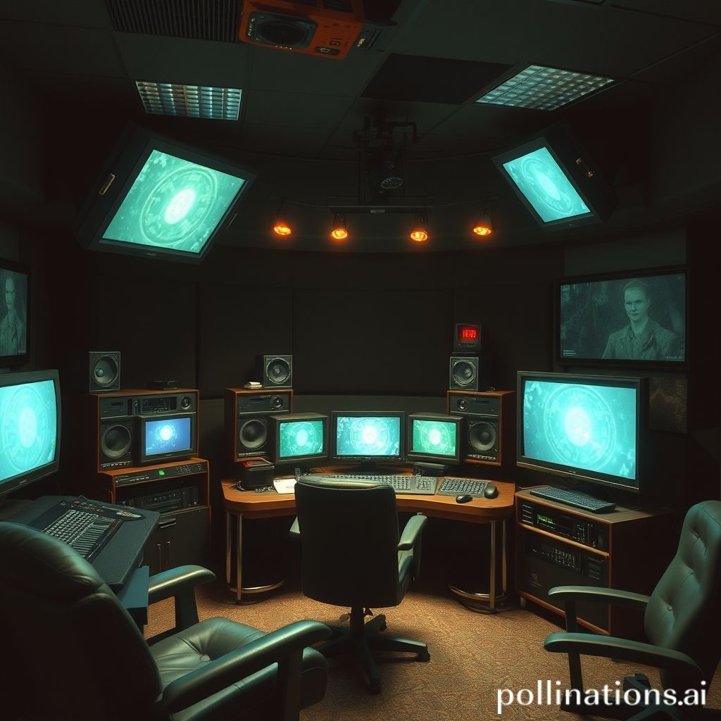 Sala de control de un estudio de TV con anomalías de audio inexplicables