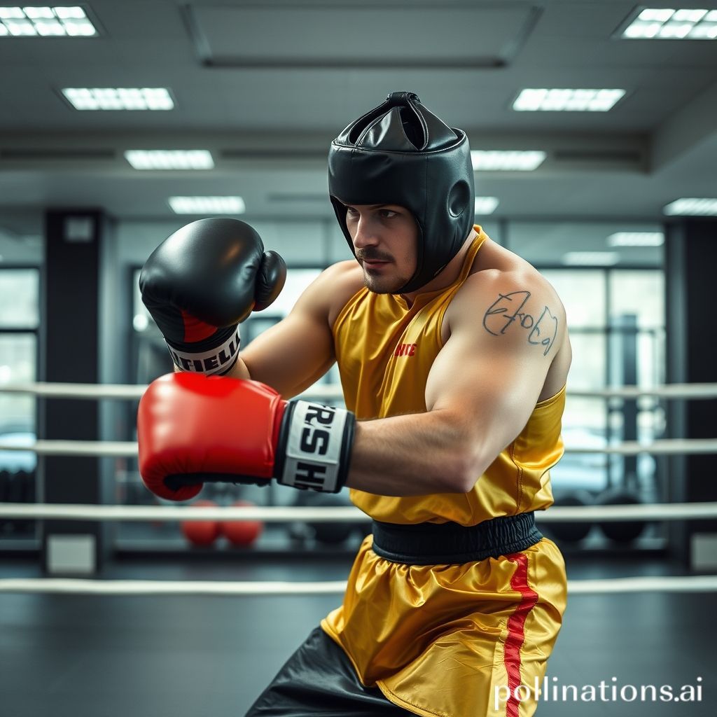Un homme en costume pratiquant la boxe dans un gymnase luxueux