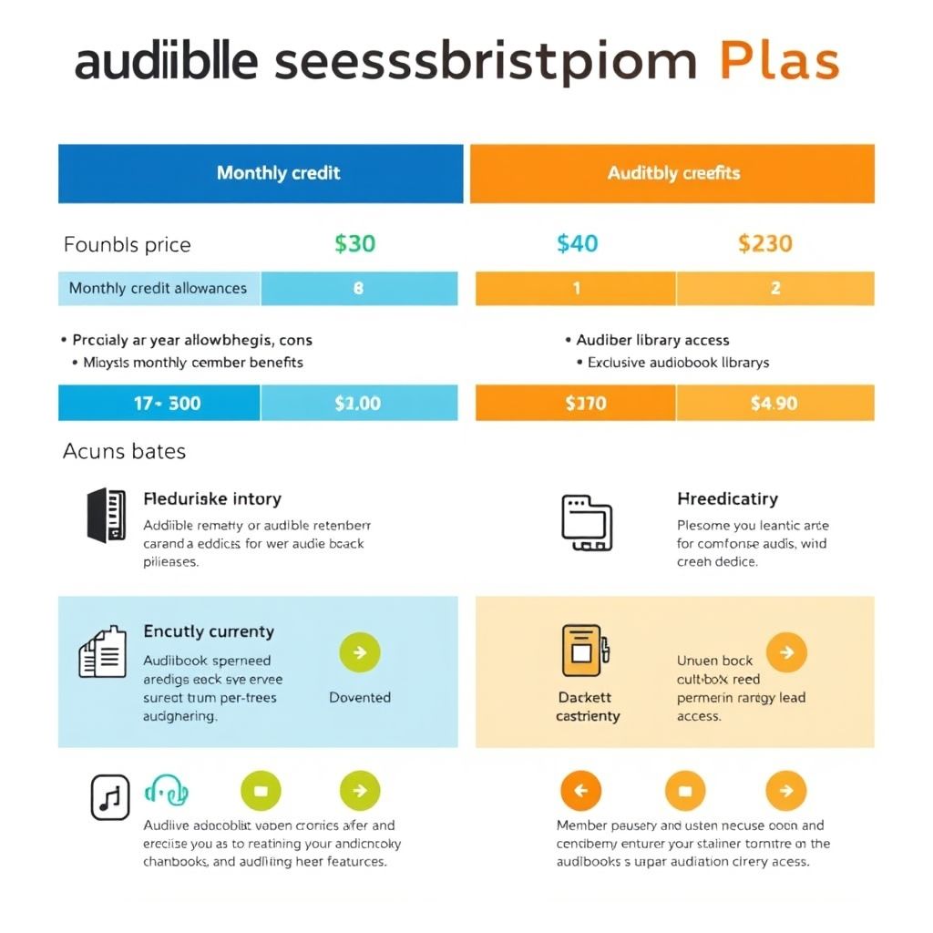 Visual comparison of Audible subscription plans