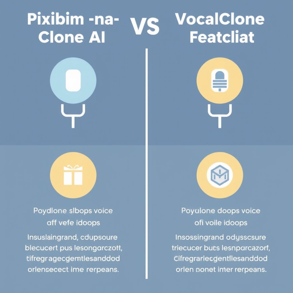 Visual comparison of Pixbim Voice Clone AI and VocalClone AI features