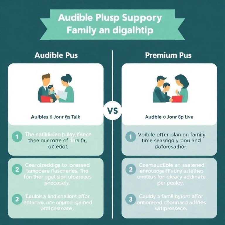 Visual explanation of audible plus vs premium plus which offers family plan support