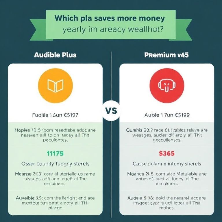 Visual explanation of audible plus vs premium plus which plan saves more money yearly