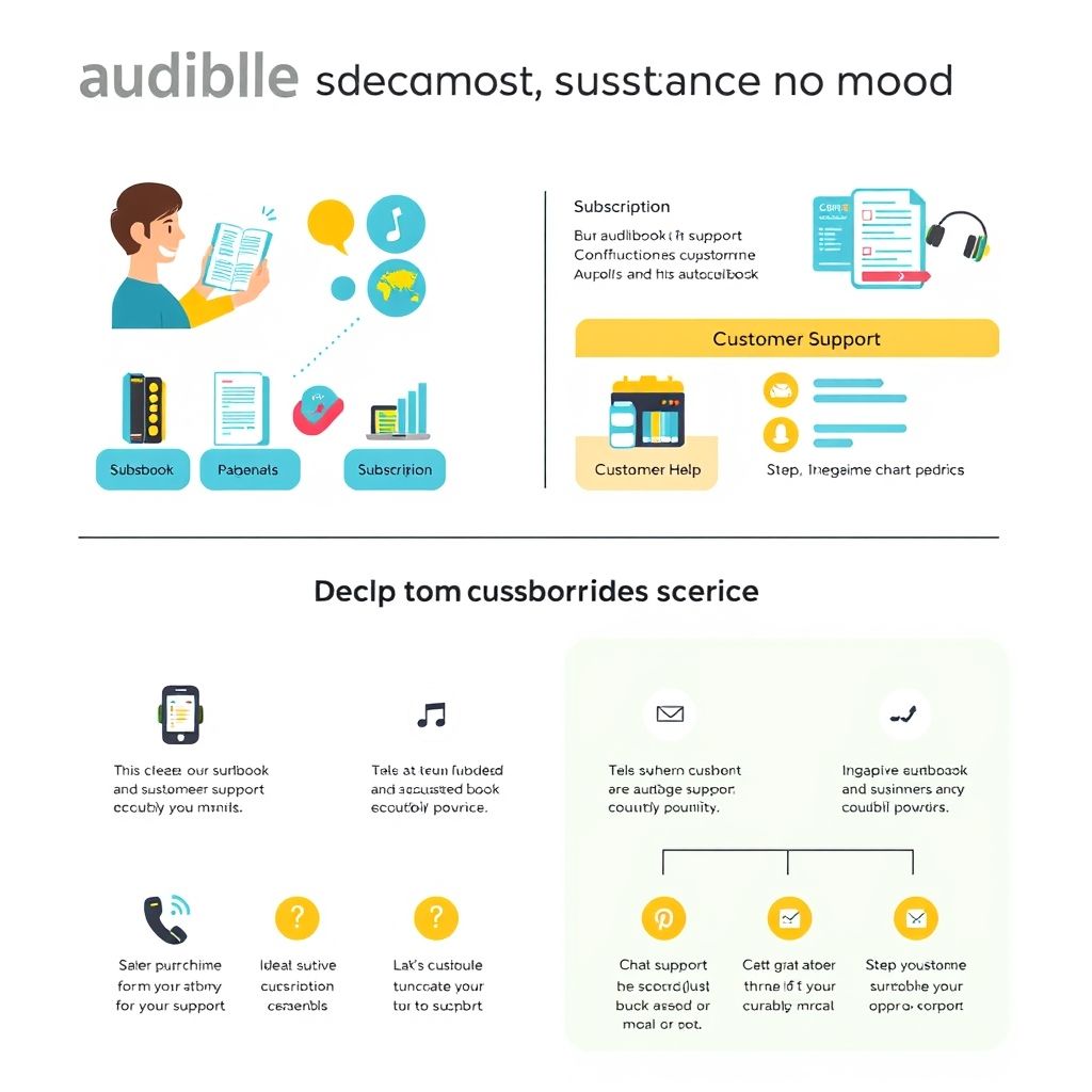 Visual explanation of audible subscription and customer support assistance channels