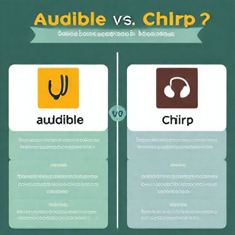 Visual explanation of audible vs chirp which audiobook service has cheaper prices