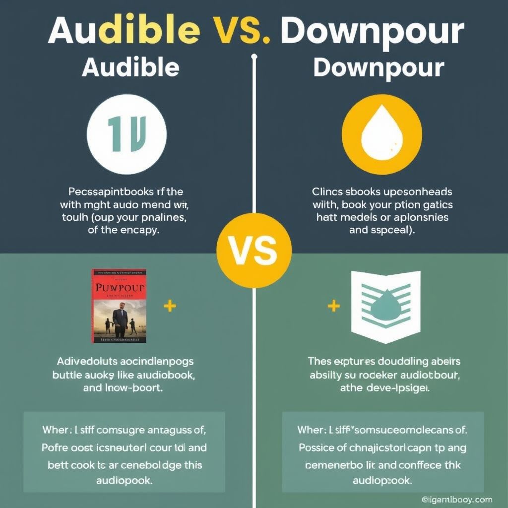 Visual explanation of audible vs downpour which offers better audiobook downloads