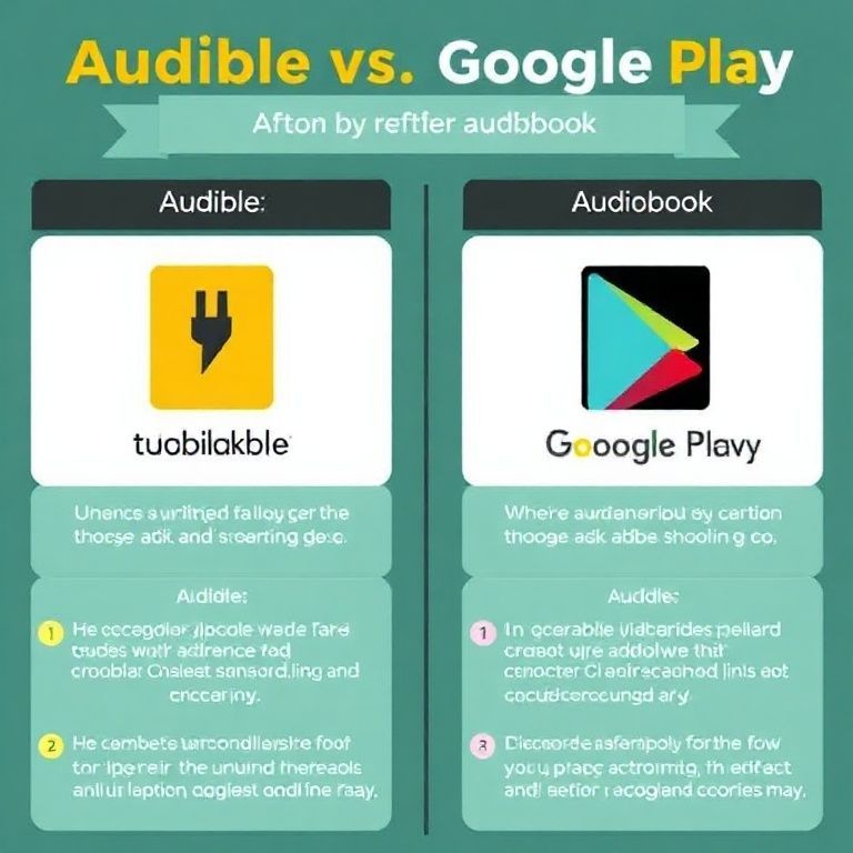 Visual explanation of audible vs google play audiobooks which offers better refund policy