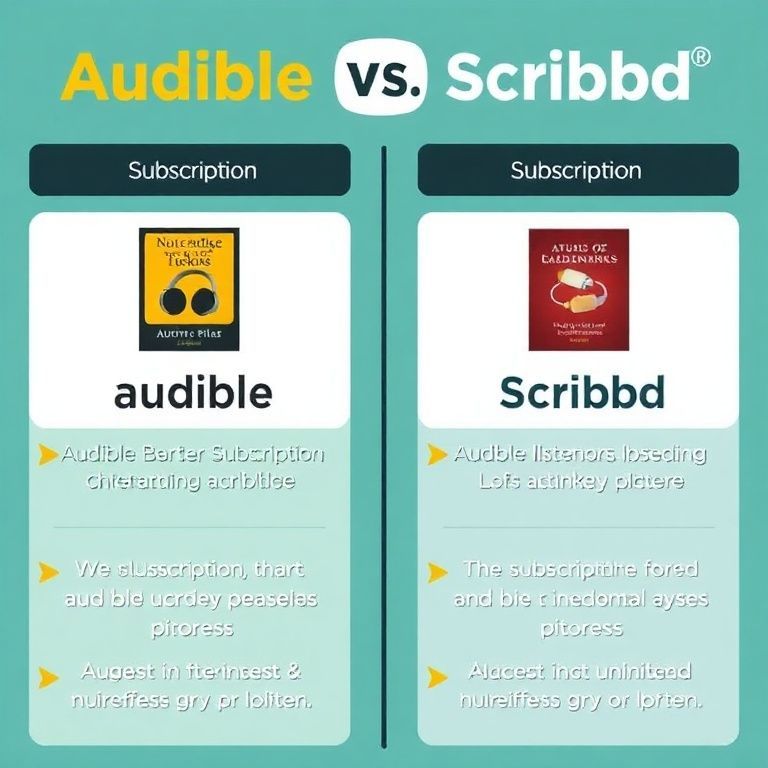 Visual explanation of audible vs scribd which subscription includes unlimited listening