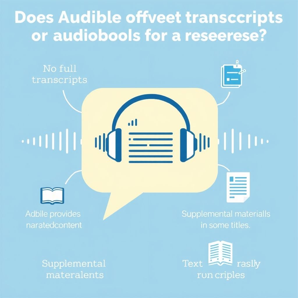 Visual explanation of does audible provide transcripts or text versions of audiobooks for reference