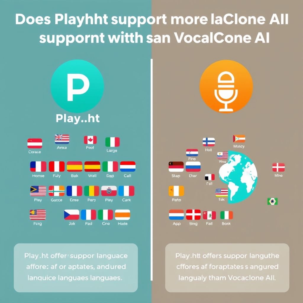 Visual explanation of Does Play.ht support more languages than VocalClone AI