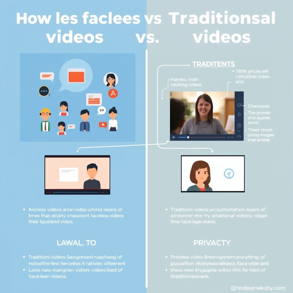 Visual explanation of How do faceless videos compare to traditional videos