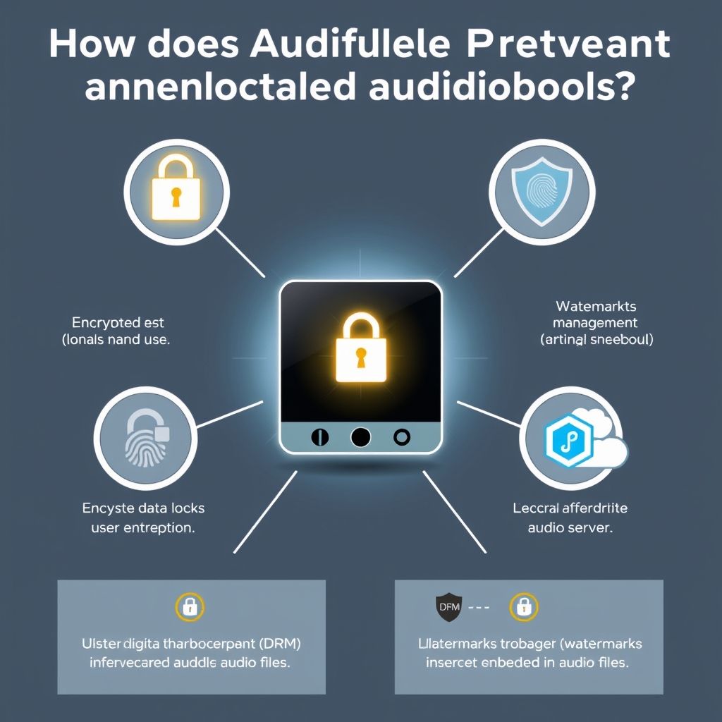 Visual explanation of how does audible protect against piracy and unauthorized sharing of audiobooks