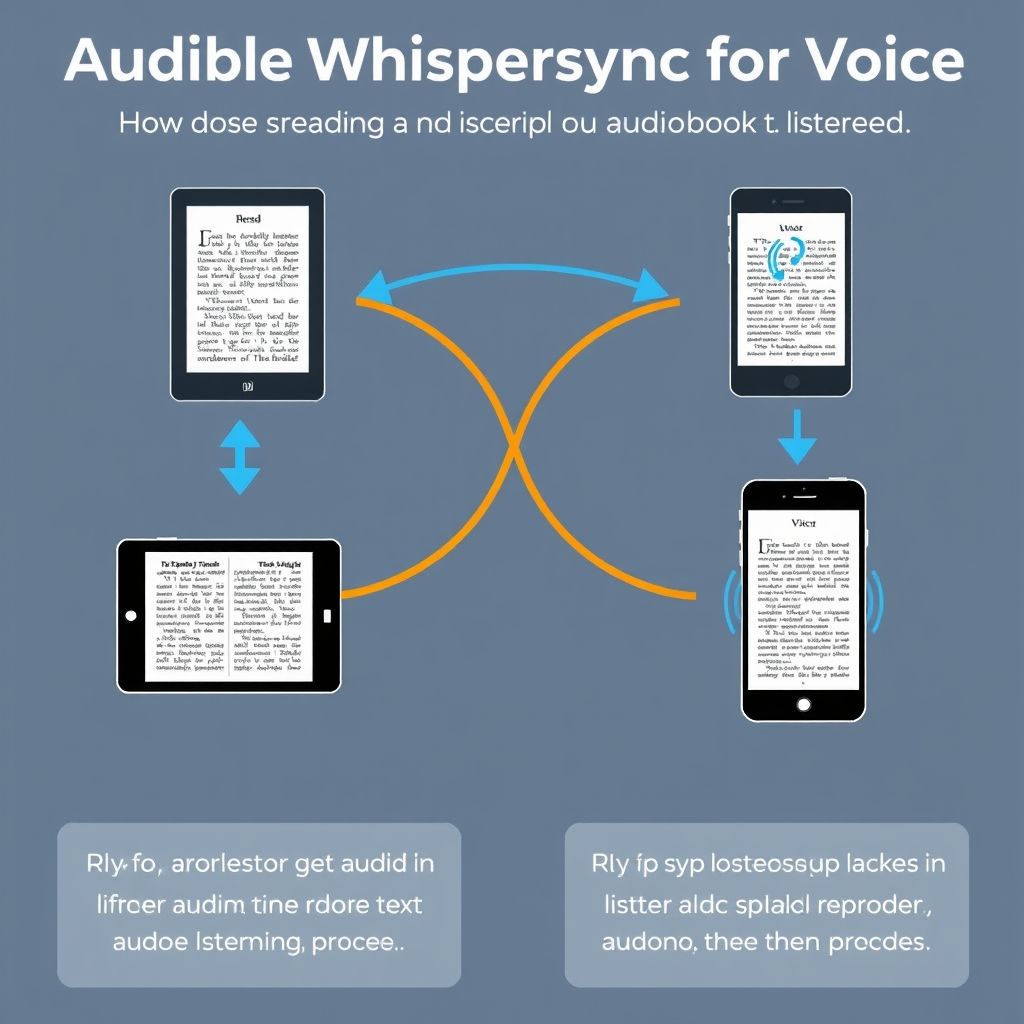 Visual explanation of how does audibles whispersync for voice feature synchronize reading and listening
