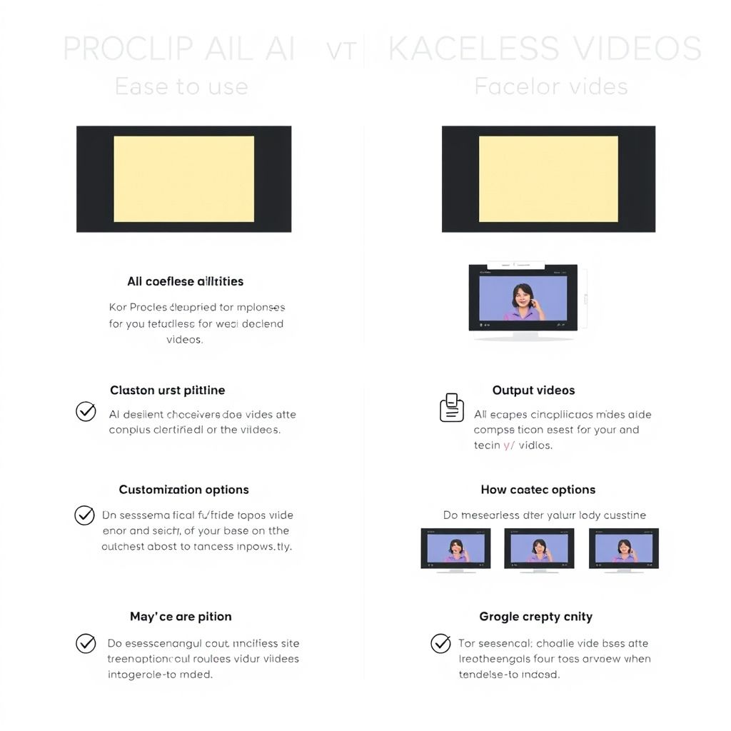 Visual explanation of How does ProClip Ai against Kapwing for faceless videos