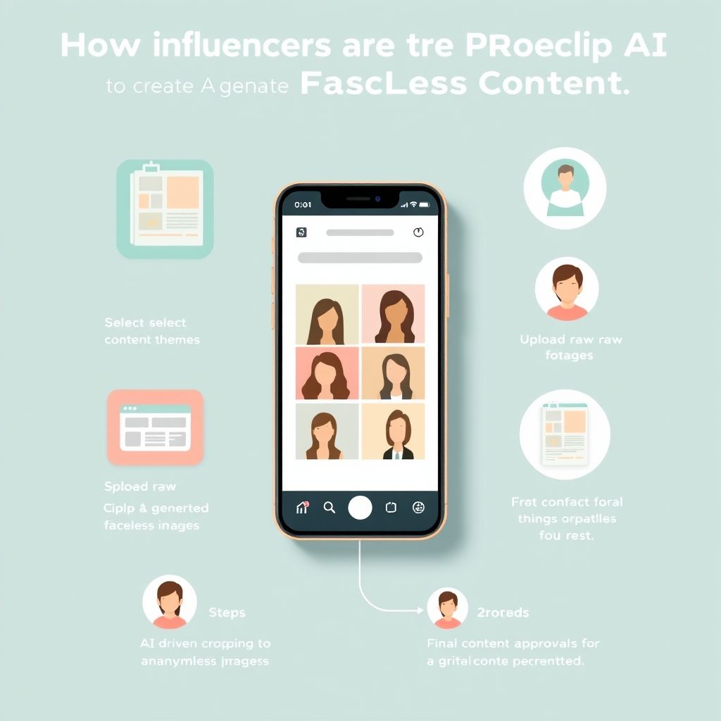 Visual explanation of how influencers use proclip ai for faceless content