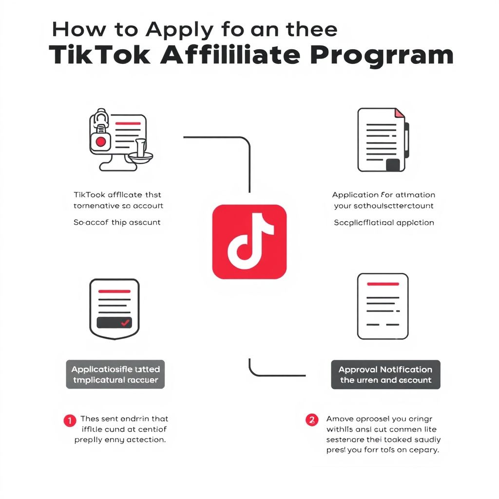 Visual explanation of how to apply for the tiktok affiliate program