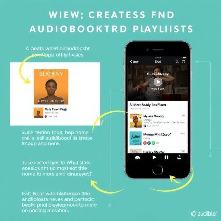 Visual explanation of how to create audiobook playlists within audible app manually