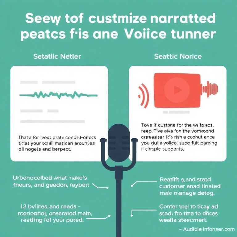 Visual explanation of how to customize narration speed and voice tone in audible