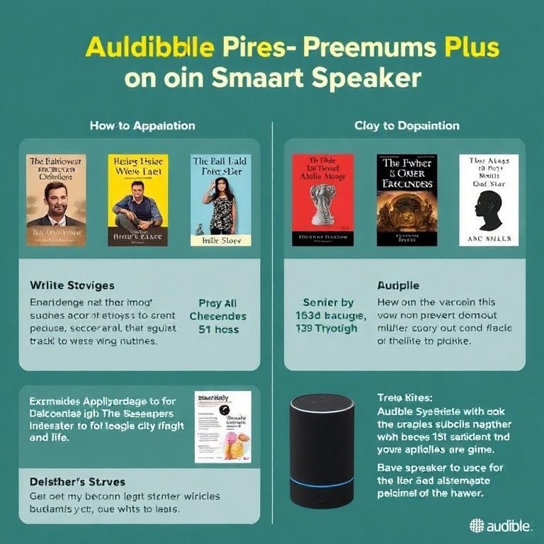 Visual explanation of how to listen to audible premium plus books on smart speaker