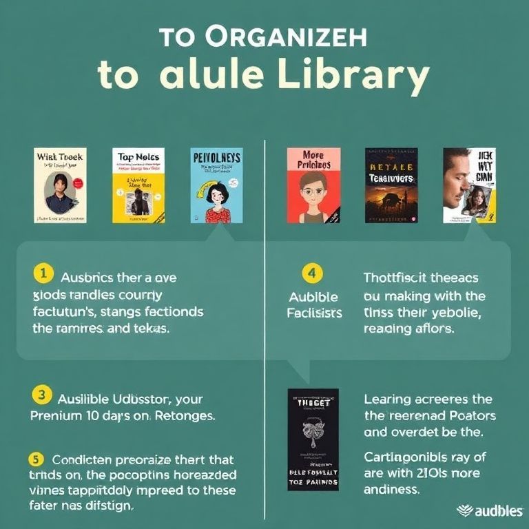 Visual explanation of how to organize audible premium plus library for easier access