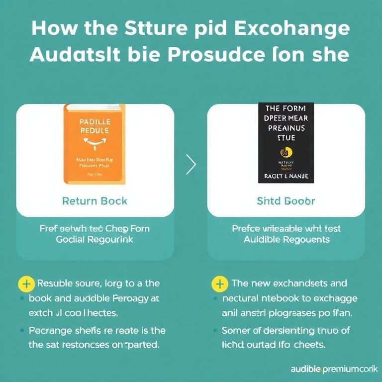 Visual explanation of how to return or exchange a book on audible premium plus