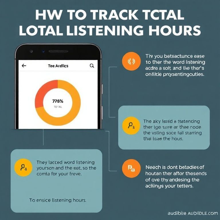 Visual explanation of how to track total listening hours inside audible app