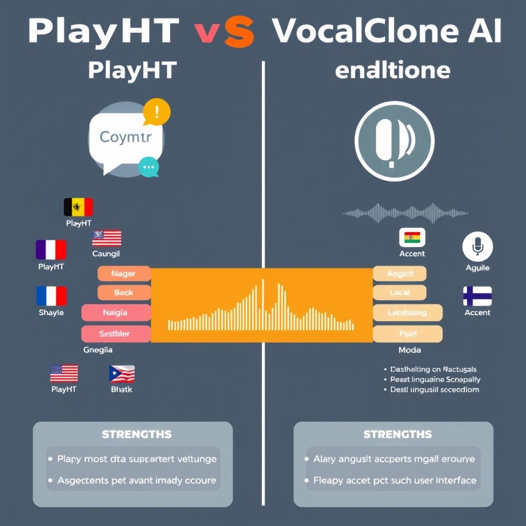 Visual explanation of Play.ht vs VocalClone AI multilingual support