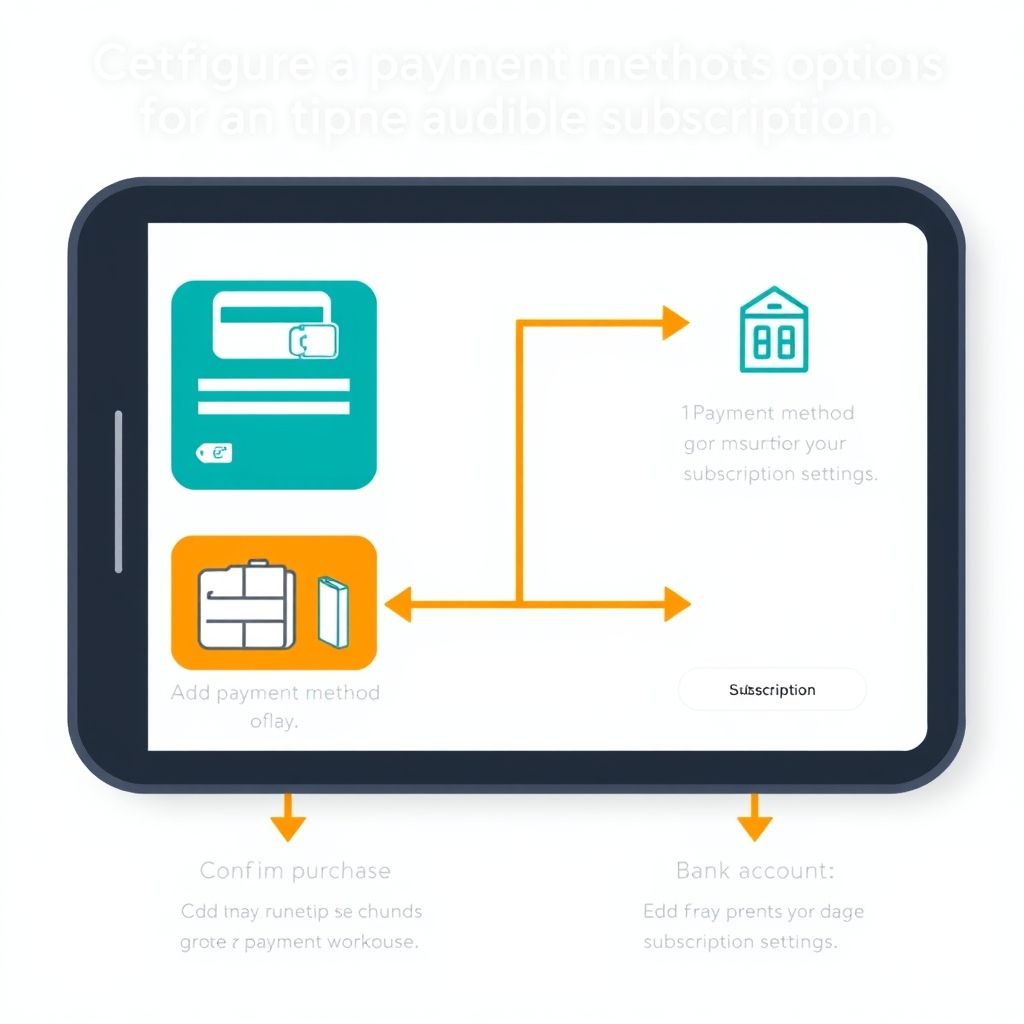 Visual explanation of setting up payment methods for audible subscription