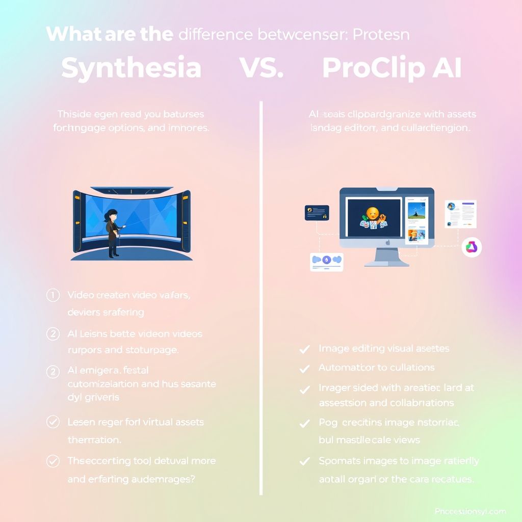 Visual explanation of What are the differences between Synthesia and ProClip Ai