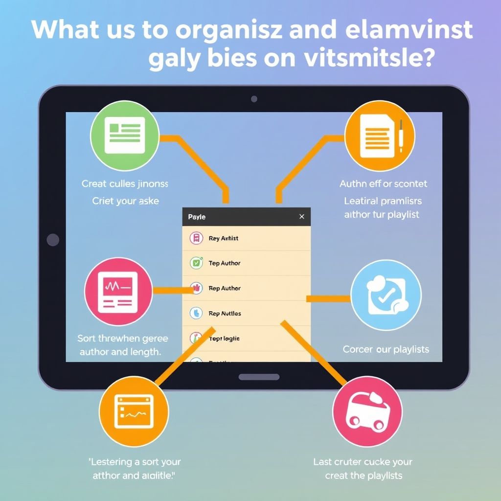 Visual explanation of what are the options for organizing and creating playlists on audible