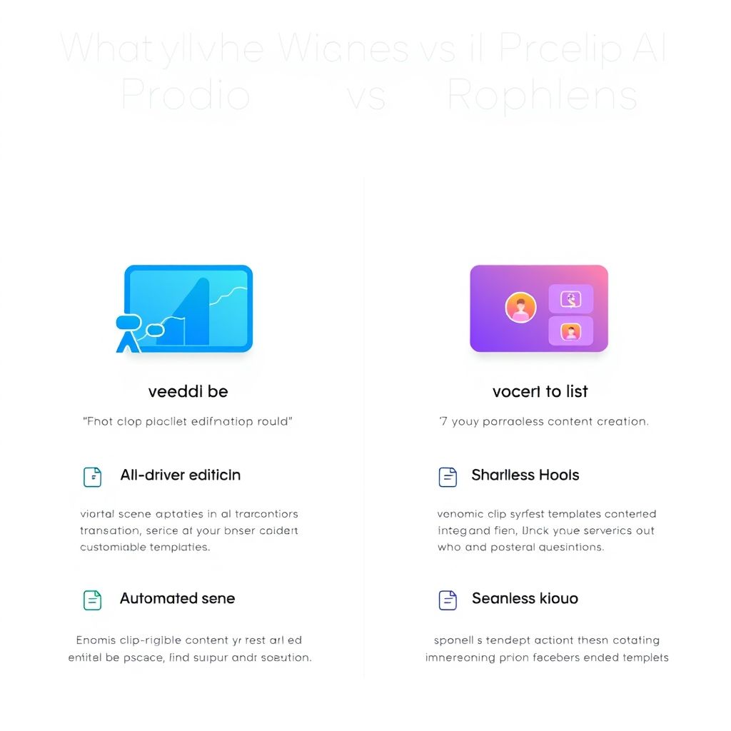 Visual explanation of What distinguishes Veed.io from ProClip Ai in faceless content creation
