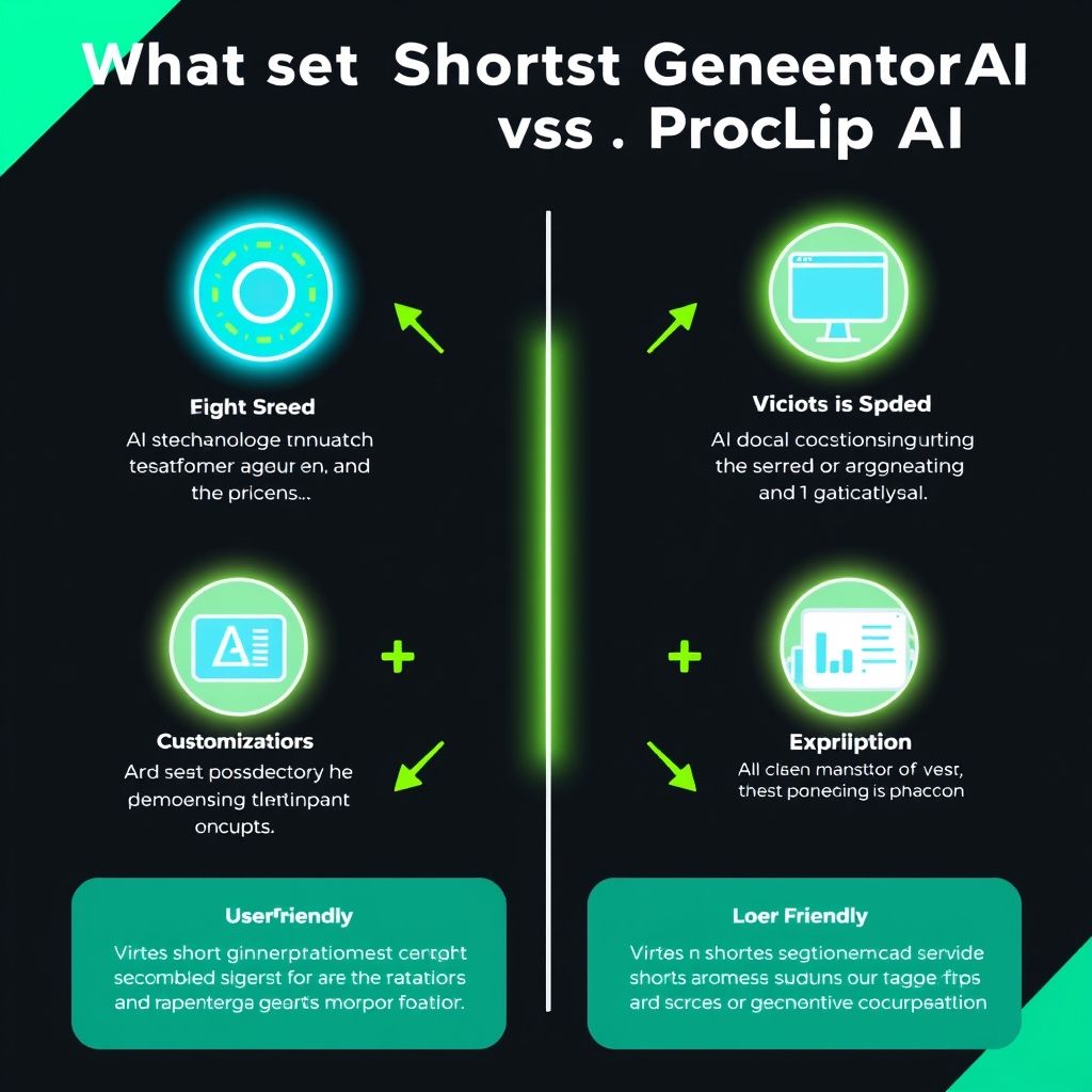 Visual explanation of What sets Shorts Generator.ai apart from ProClip Ai