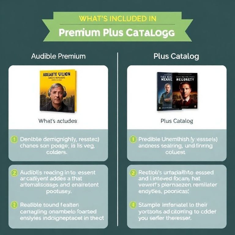 Visual explanation of what's included in audible premium plus catalog versus plus catalog