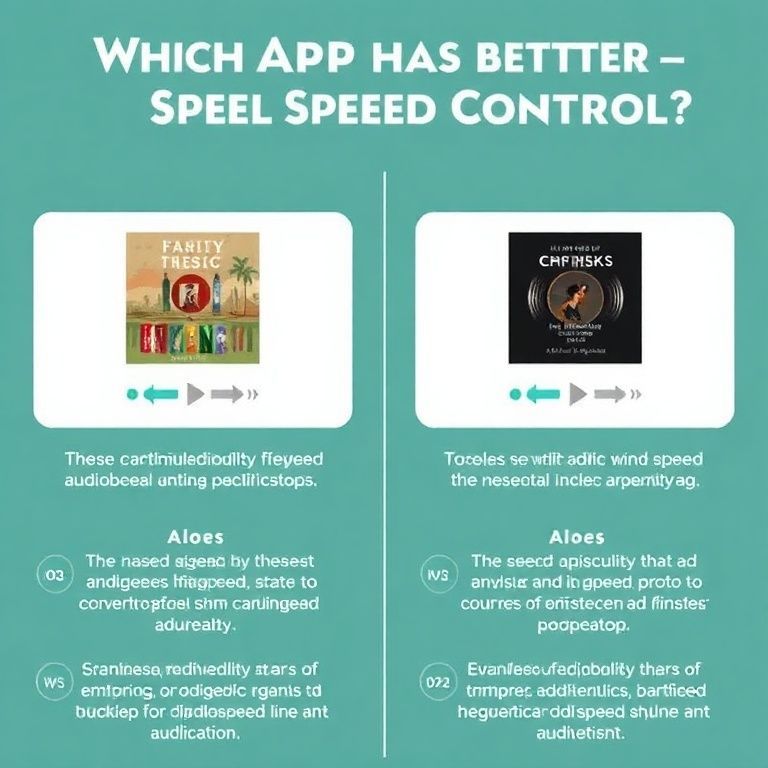 Visual explanation of which app has better audiobook speed control