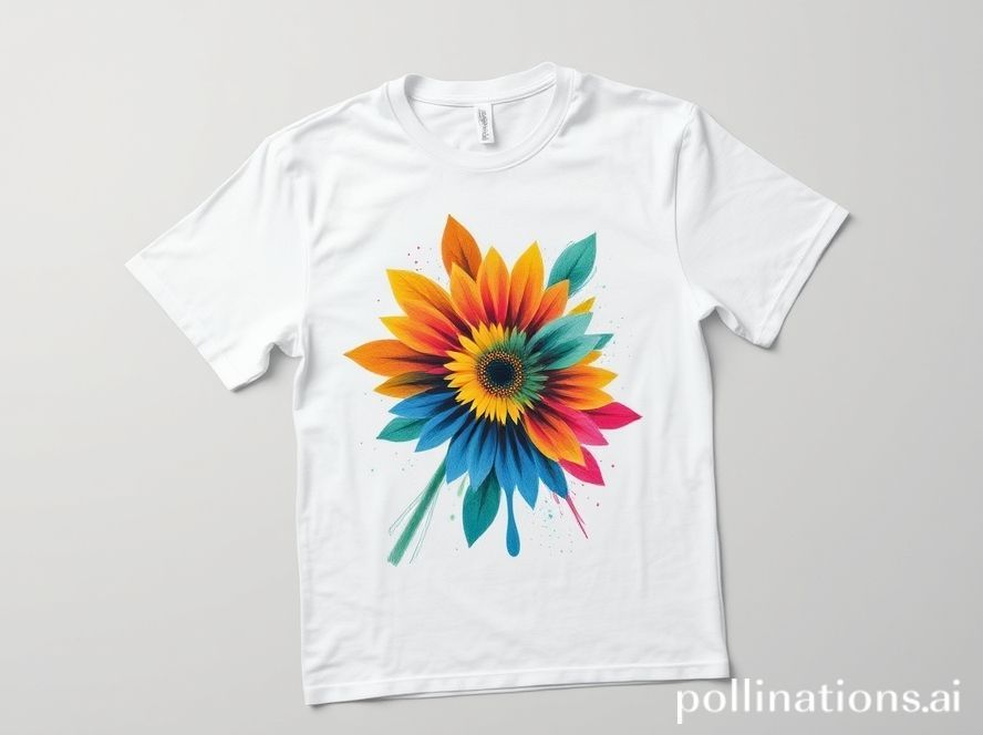 Flat lay kaos putih dengan print full color