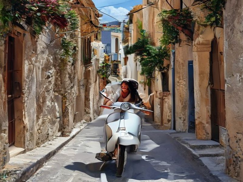 Electric scooter on Mediterranean street
