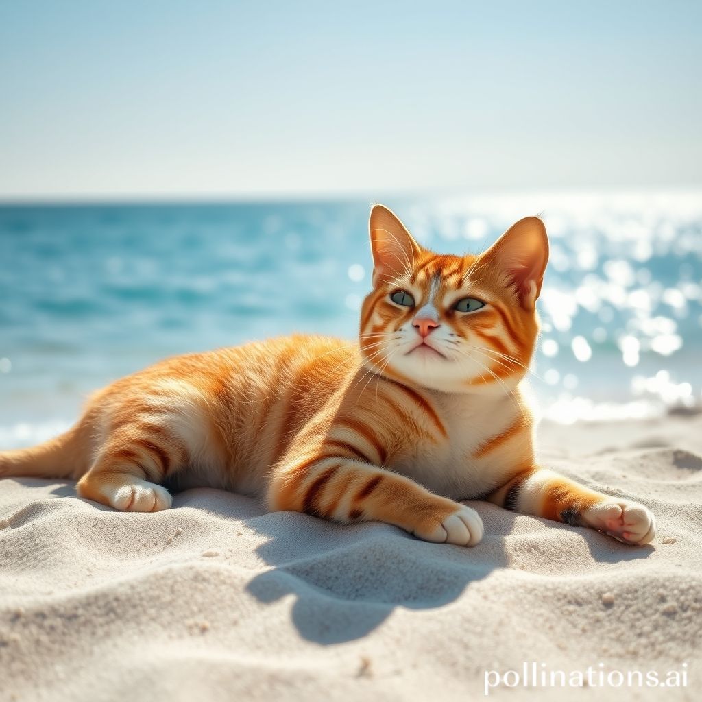 кот пляж солнце море отдых